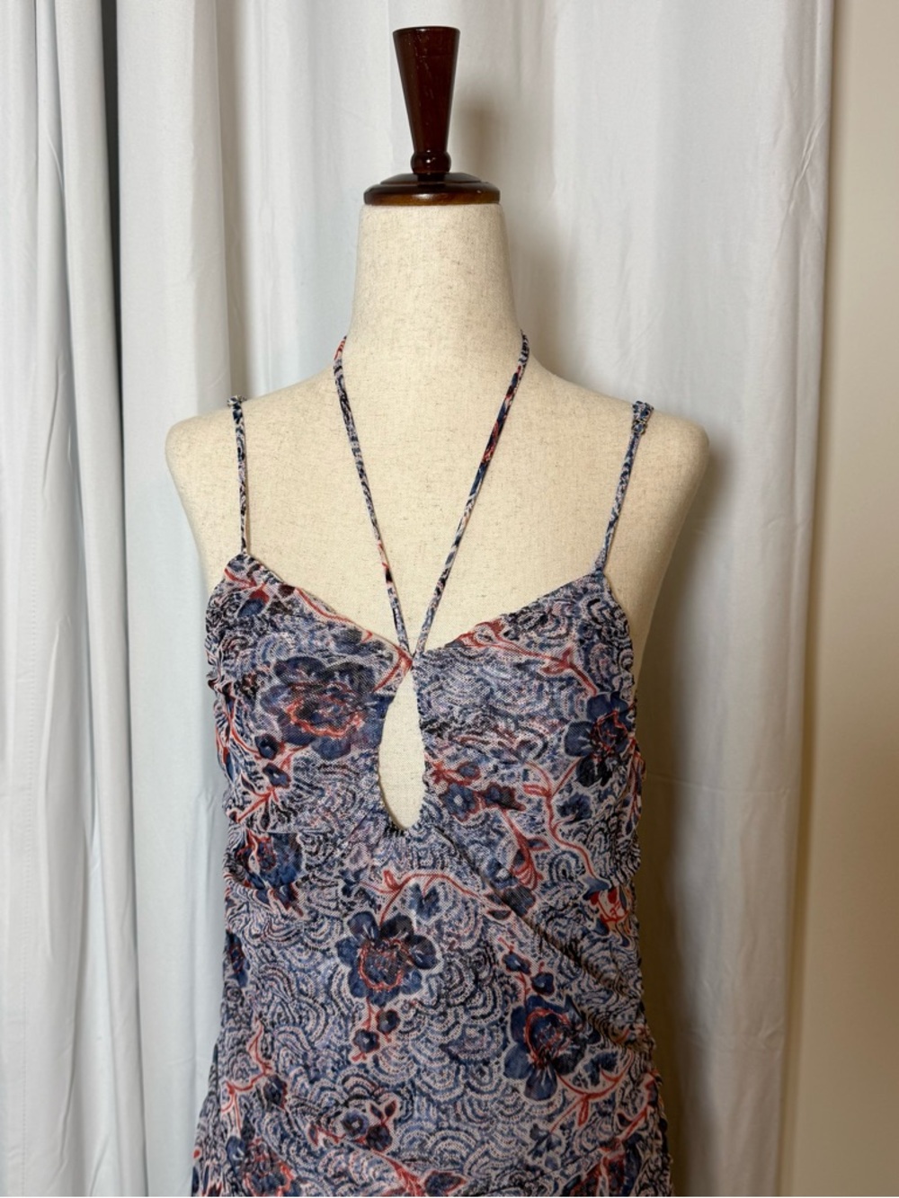 MISA Los Angeles Nicola Feathered Floral Halter Maxi Dress NWT Medium - Picture 6 of 13